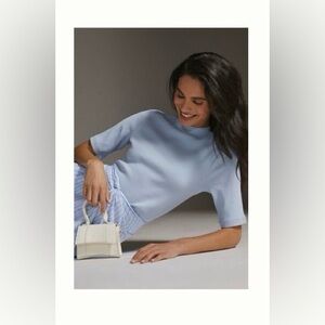 Maeve NWOT Mock Neck Top CLASSIC timeless quiet luxury stretchy cozy office sz S